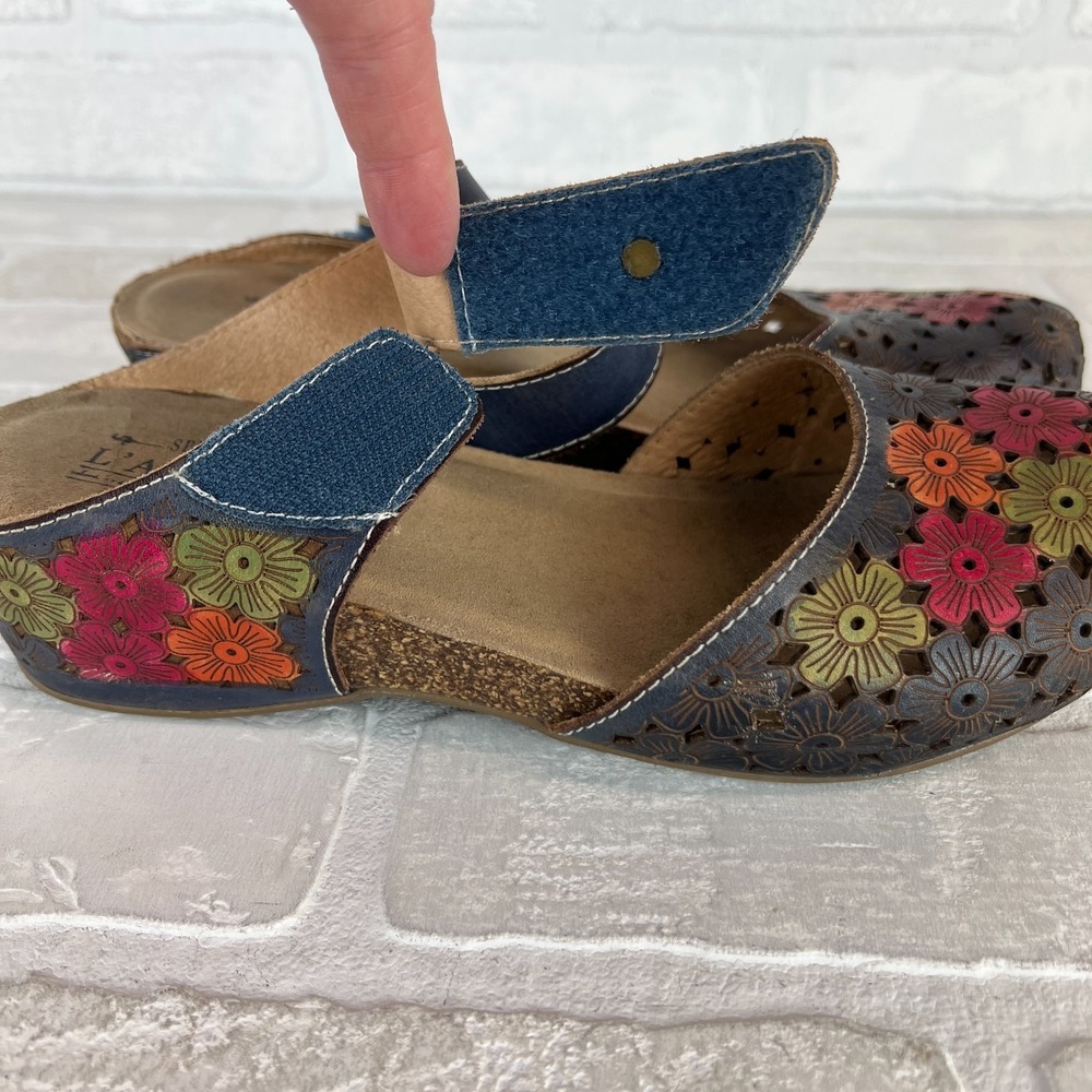 L'Artiste Spring Step Mary Jane Sandals Womens 38 7.5 8 Spikey Blum Floral Wedge - Picture 3 of 16